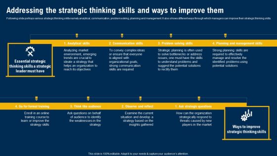 Addressing The Strategic Thinking Skills And Ways To Improve Them Ultimate Guide Of Strategic Management Guidelines PDF