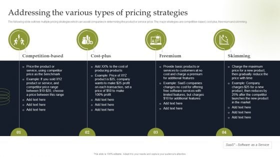 Addressing The Various Types Of Pricing Strategies Portrait PDF