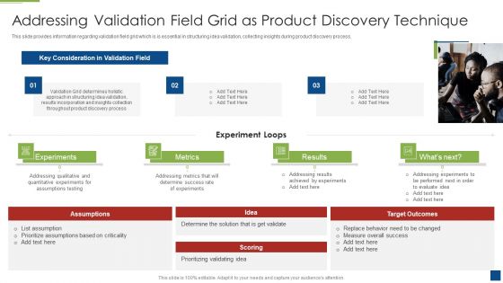 Addressing Validation Field Grid As Product Discovery Technique Clipart PDF