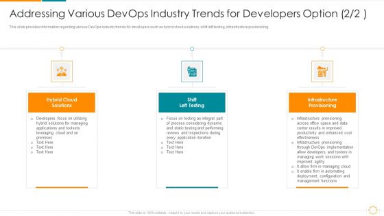 Addressing Various Devops Industry Trends For Developers Option Infrastructure Ppt Show Graphic Tips PDF Addressing Various Devops Industry Trends For Developers Option Infrastructure Ppt Show Graphic Tips PDF