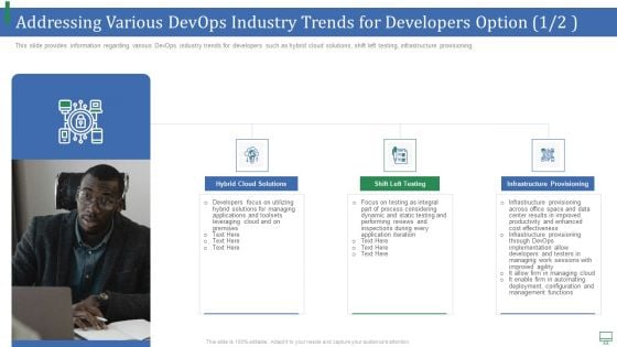 Addressing Various Devops Industry Trends For Developers Option Process Diagrams PDF