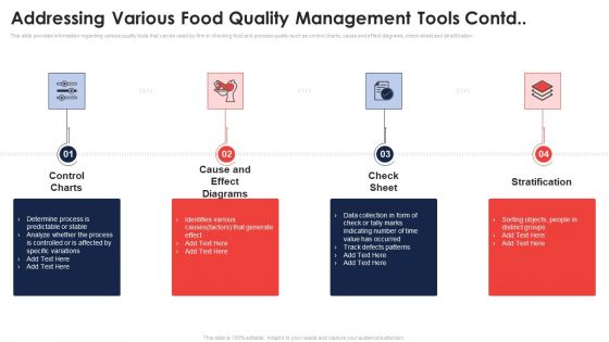 Addressing Various Food Quality Management Tools Contd Application Of Quality Management For Food Processing Companies Template PDF Addressing Various Food Quality Management Tools Contd Application Of Quality Management For Food Processing Companies Template PDF
