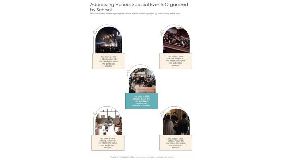 Addressing Various Special Events Organized By School One Pager Documents Addressing Various Special Events Organized By School One Pager Documents