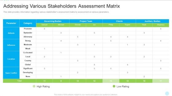 Addressing Various Stakeholders Assessment Matrix Formats PDF