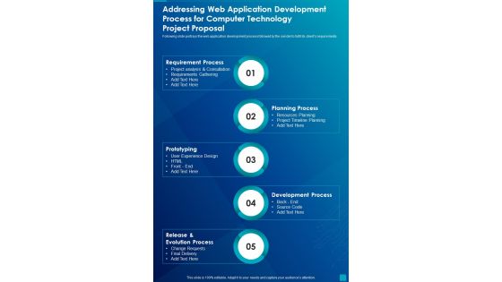 Addressing Web Application Development Process For Computer Technology Project One Pager Sample Example Document