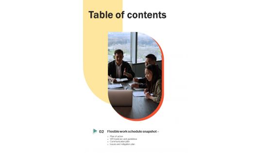 Adjustable Work Schedule Proposal Table Of Contents One Pager Sample Example Document Adjustable Work Schedule Proposal Table Of Contents One Pager Sample Example Document