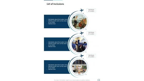 Administrating Business Tour And Travel Service Proposal List Of Inclusions One Pager Sample Example Document Administrating Business Tour And Travel Service Proposal List Of Inclusions One Pager Sample Example Document