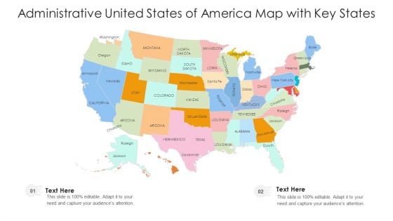 Administrative United States Of America Map With Key States Ppt PowerPoint Presentation Gallery Icon PDF