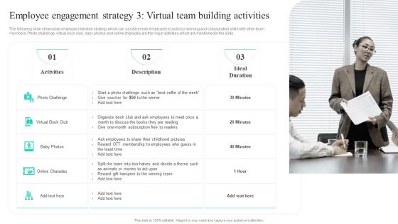 Adopting Flexible Work Policy Employee Engagement Strategy 3 Virtual Team Building Information PDF