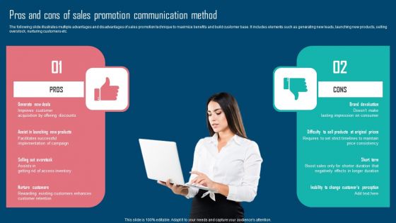 Adopting IMC Technique To Boost Brand Recognition Pros And Cons Of Sales Promotion Communication Professional PDF