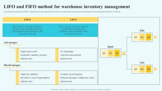 Adopting Multiple Tactics To Improve Inventory Optimization LIFO And FIFO Method For Warehouse Inventory Template PDF