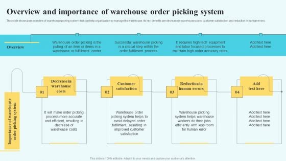 Adopting Multiple Tactics To Improve Inventory Optimization Overview And Importance Of Warehouse Order Picking Portrait PDF