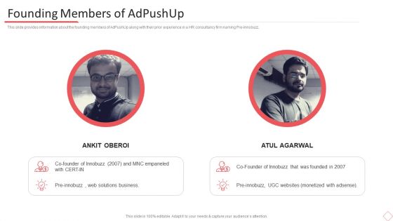 Adpushup Seed Funding Founding Members Of Adpushup Ppt Portfolio Icons PDF