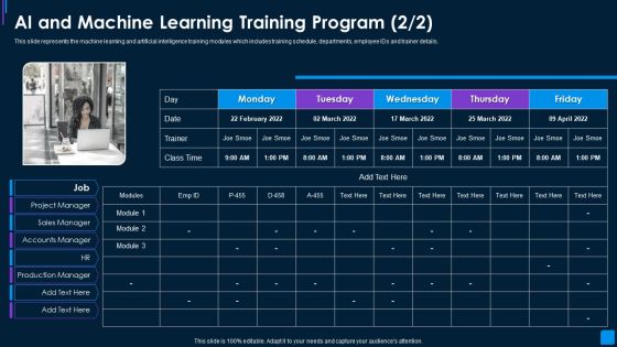 Advance IT Service Delivery AI And Machine Learning Training Program Ideas PDF