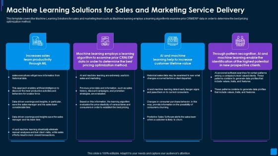 Advance IT Service Machine Learning Solutions For Sales And Marketing Graphics PDF Advance IT Service Machine Learning Solutions For Sales And Marketing Graphics PDF