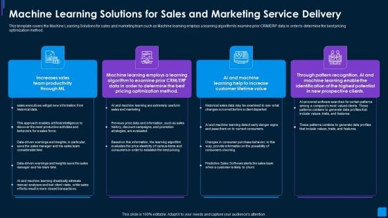 Advance IT Service Machine Learning Solutions For Sales And Marketing Graphics PDF