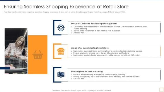 Advancement Of Retail Store In Future Ensuring Seamless Shopping Experience At Retail Store Slides PDF