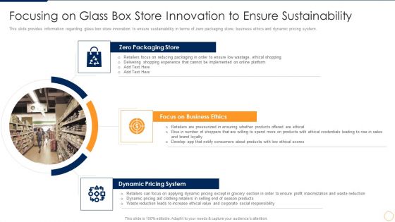 Advancement Of Retail Store In Future Focusing On Glass Box Store Innovation To Ensure Sustainability Background PDF