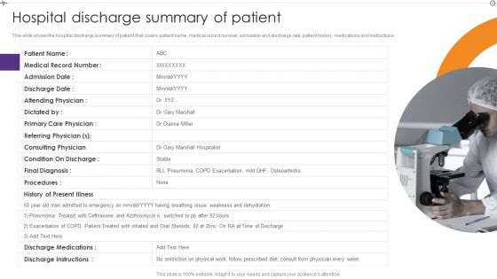Advances In Healthcare Management System Hospital Discharge Summary Of Patient Formats PDF
