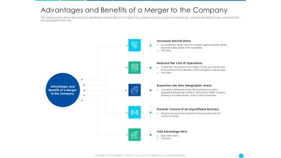 Advantages And Benefits Of A Merger To The Company Infographics PDF