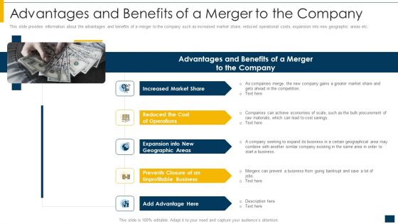 Advantages And Benefits Of A Merger To The Company Ppt Outline Demonstration