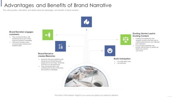 Advantages And Benefits Of Brand Narrative Mockup PDF