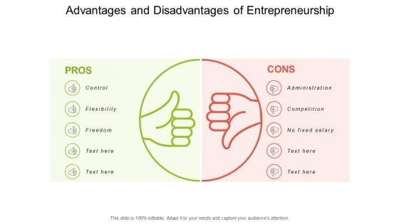 Advantages And Disadvantages Of Entrepreneurship Ppt PowerPoint Presentation Pictures Design Templates