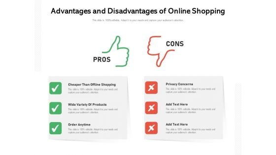 Advantages And Disadvantages Of Online Shopping Ppt PowerPoint Presentation File Designs PDF