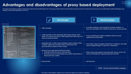 Advantages And Disadvantages Of Proxy Based Deployment Ppt PowerPoint Presentation Diagram Images PDF