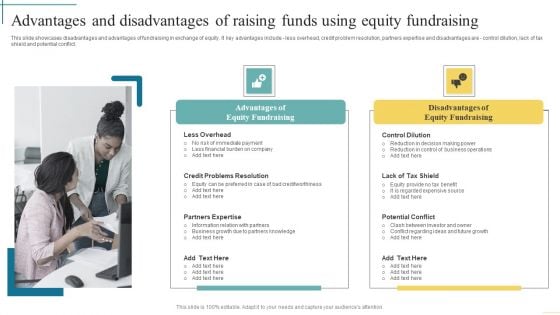 Advantages And Disadvantages Of Raising Funds Using Equity Fundraising Developing Fundraising Techniques Inspiration PDF