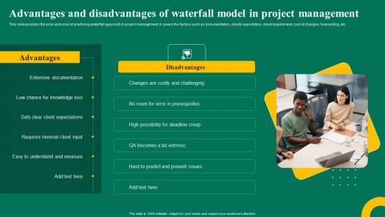 Advantages And Disadvantages Of Waterfall Model In Project Management Ppt Inspiration Example PDF