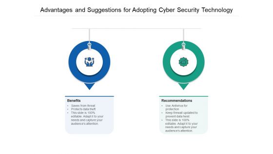 Advantages And Suggestions For Adopting Cyber Security Technology Ppt PowerPoint Presentation Gallery Example Topics PDF