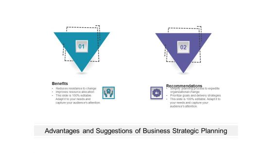 Advantages And Suggestions Of Business Strategic Planning Ppt PowerPoint Presentation Gallery Background Image PDF