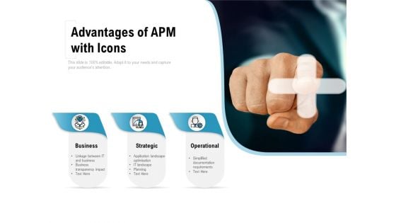 Advantages Of APM With Icons Ppt PowerPoint Presentation Layouts Graphics Design