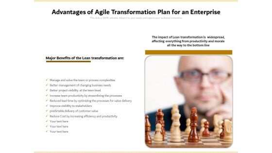 Advantages Of Agile Transformation Plan For An Enterprise Ppt PowerPoint Presentation File Shapes PDF