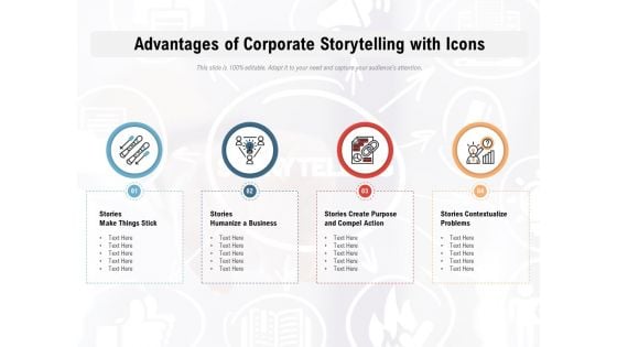 Advantages Of Corporate Storytelling With Icons Ppt PowerPoint Presentation File Brochure