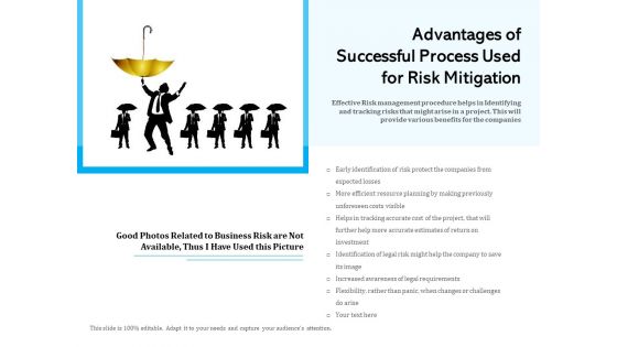 Advantages Of Successful Process Used For Risk Mitigation Ppt PowerPoint Presentation Slides PDF