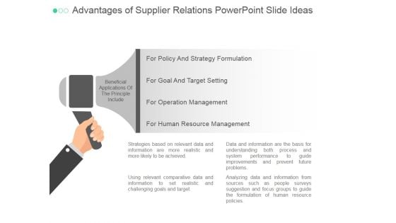 Advantages Of Supplier Relations Ppt PowerPoint Presentation Professional