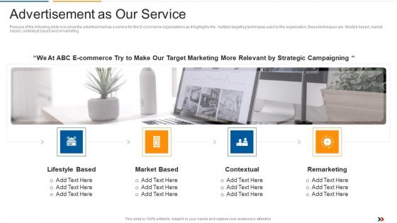 Advertisement As Our Service Ecommerce Startup Capital Raising Elevator Icons Pdf