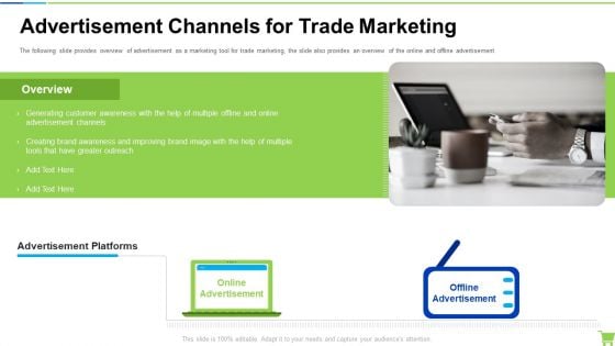 Advertisement Channels For Trade Marketing Slides PDF