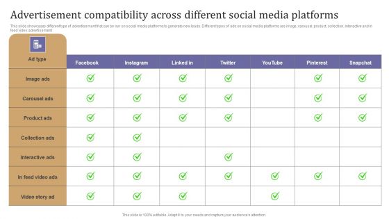 Advertisement Compatibility Across Different Social Media Platforms Themes PDF