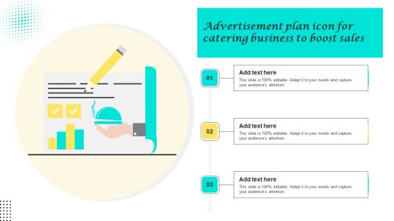 Advertisement Plan Icon For Catering Business To Boost Sales Mockup PDF