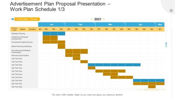 Advertisement Plan Proposal Presentation Work Plan Schedule Planing Ppt Gallery Graphics Download PDF