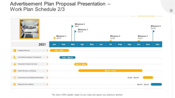 Advertisement Plan Proposal Presentation Work Plan Schedule Strategic Ppt Infographics Portfolio PDF