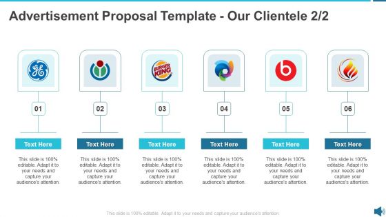 Advertisement Proposal Template Our Clientele Gride Ppt Portfolio Slide Download PDF