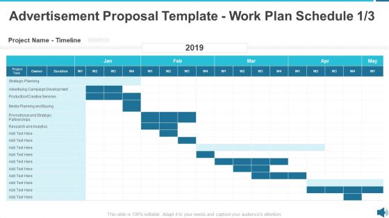 Advertisement Proposal Template Work Plan Schedule Icon Ppt Portfolio Files PDF