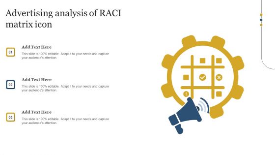 Advertising Analysis Of RACI Matrix Icon Introduction PDF