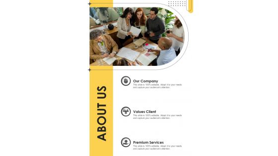 Advertising And Marketing Job Profile Proposal About Us One Pager Sample Example Document