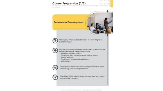 Advertising And Marketing Job Profile Proposal Career Progression One Pager Sample Example Document