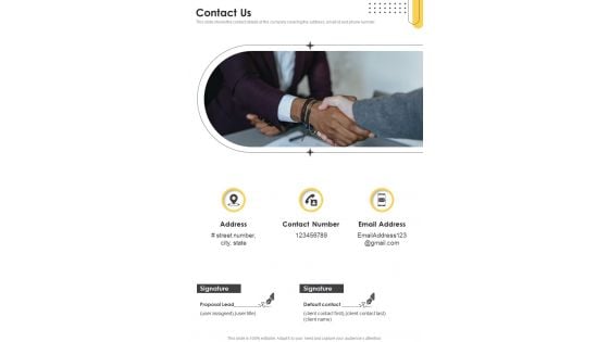 Advertising And Marketing Job Profile Proposal Contact Us One Pager Sample Example Document Advertising And Marketing Job Profile Proposal Contact Us One Pager Sample Example Document